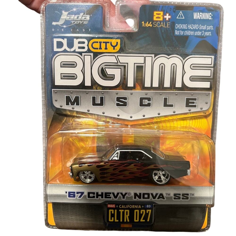 Jada Toys DubCity Bigtime Muscle 1967 Chevy Nova SS Black Flames New Diecast Car